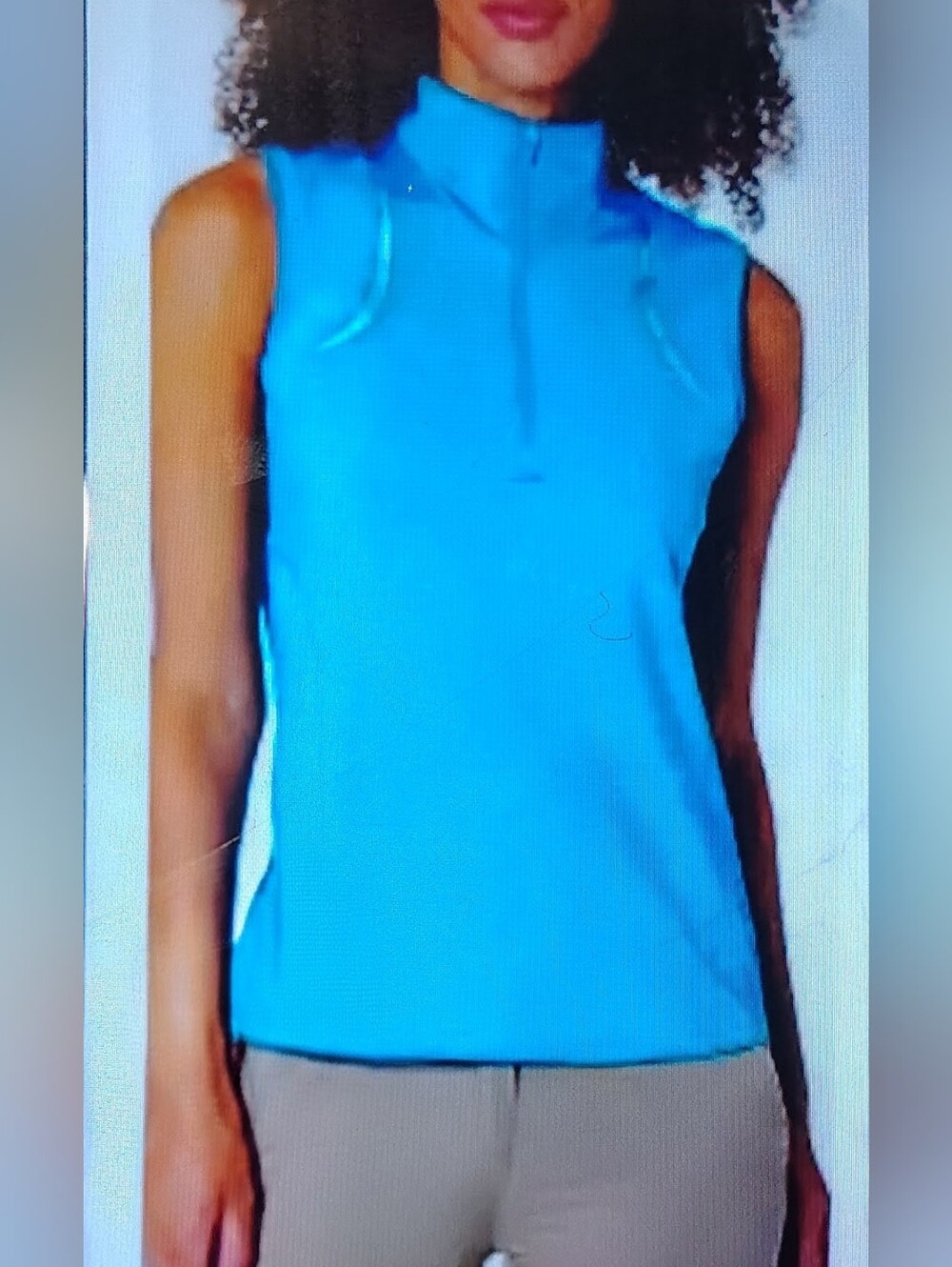 Annika Cutter & Buck Sleeveless CB DryTec 50+ Cornflower Blue Top Women's Sz L